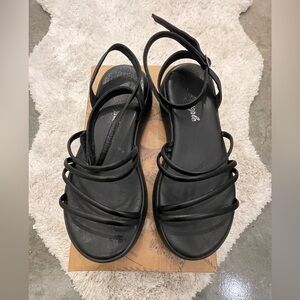 Free People Vivienne Black Strappy Sandals with Adjustable Straps
